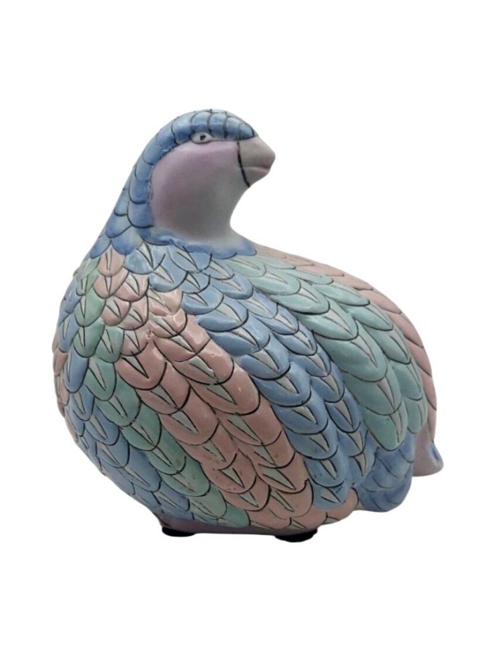 Vintage Painted Pastel Multicolor Quail Partridge Bird Ceramic Figurine China